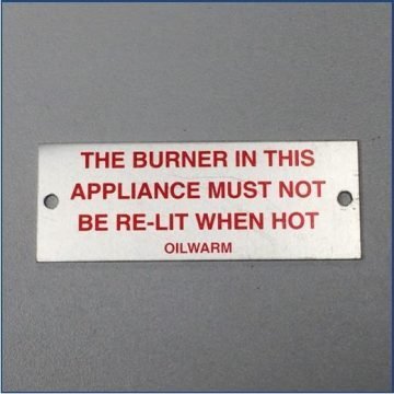 Label - 'Don't Relight Burner When Hot'